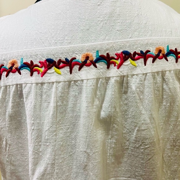 KIRUNDO Embroidered Boho Dress Pom Pom Sleeves White Medium - Picture 4 of 14